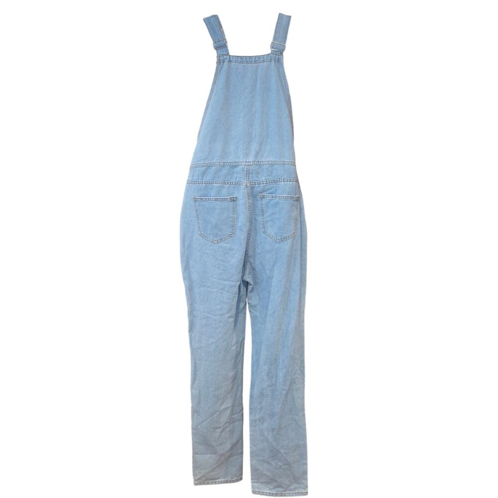 NWOT Misslook Painted‎ Flower boho denim bibs overalls sz L - Picture 2 of 6